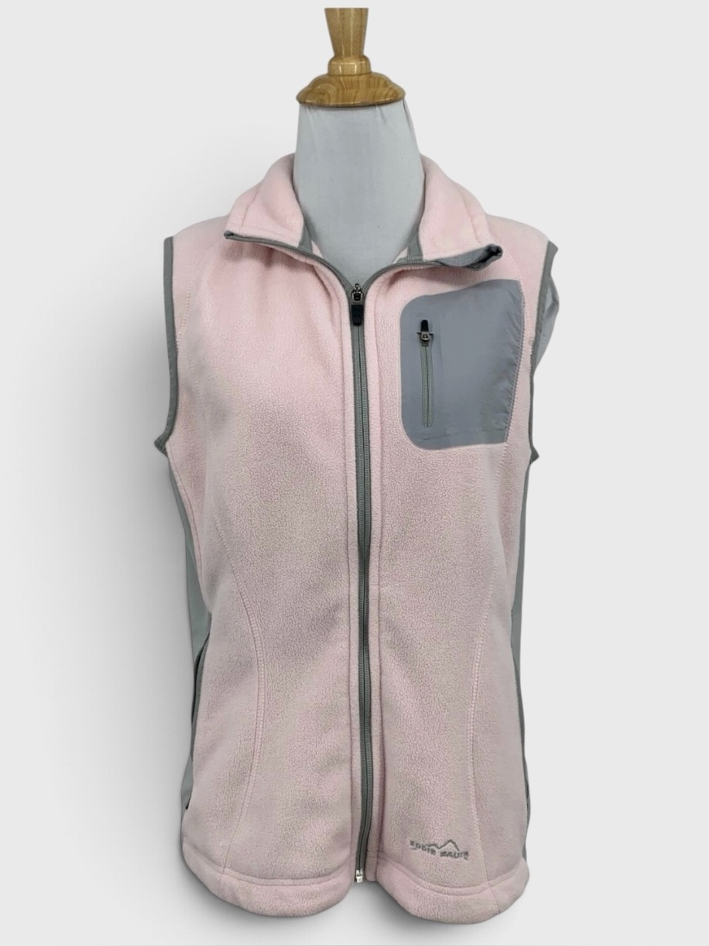 923 10/$50🏄🏻♀️ Eddie Bauer Pink & Gray Fleece Zip Vest with Pockets
